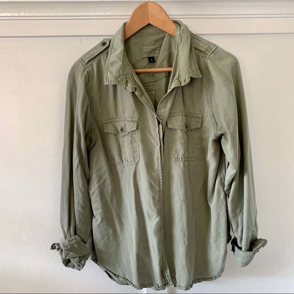 Olive button up shirt!